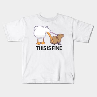 This is fine Meme funny Capybara dog Pelican Nihilism Joke Kids T-Shirt